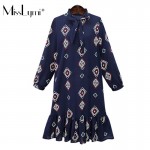 4XL 5XL Plus Size Women Boho Dress 2017 Spring Summer Fashion Bow Collar Print Long Sleeve Loose Cadual Chiffon Ruffles Dresses