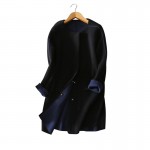 5 colors 100% cashmere thick winter/autumn coats Women's knitted button clothings O-neck long sleeves two pockets coat