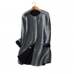 5 colors 100% cashmere thick winter/autumn coats Women's knitted button clothings O-neck long sleeves two pockets coat