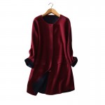 5 colors 100% cashmere thick winter/autumn coats Women's knitted button clothings O-neck long sleeves two pockets coat