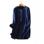 5 colors 100% cashmere thick winter/autumn coats Women's knitted button clothings O-neck long sleeves two pockets coat