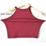 5 colors 2016 New Women Summer Tight 100% Cotton Elastic Crop Tops Cute Sleeveless T-shirts Lady Sexy Stretchable Cropped Tees