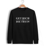 50 Cent Get Rich or Die Letter Print Sweatshirt Black Male Rock Music Sweatshirts Mens Clothing Printed Punk Fun Casual Creative