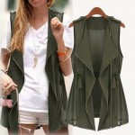 5XL 4XL 3XL Plus Size Women Tops 2017 Summer Style with Zipper Army Green Jacket Causal Cardigan Girls Vest  Femininas Veste