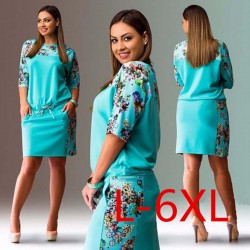 5XL 6XL Summer Dresses Big Size 2017 Fashion Elegant Women Half-Sleeve Print Dress Plus Size Casual Robe Office Dress Vestidos