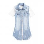 5XL Blue Jean Vest Women Summer 2017 Veste Femme Denim Vest Gilet Colete Feminino Long Waistcoat Plus Size