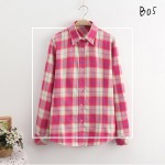 5xl plus size checked blouse women 2017 autumn/winter classic plaid shirt women bottoming cotton shirt office red plaid blouse