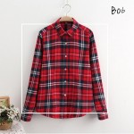 5xl plus size checked blouse women 2017 autumn/winter classic plaid shirt women bottoming cotton shirt office red plaid blouse