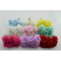 6pcs/bunch 4cm Artificial flowers silk flower diy handmade lilac carnations decorated headdress flower wreath Material