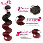 7A Burgundy Brazilian Virgin Hair Burgundy Ombre Virgin Hair 3 Bundles Brazillian Body Wave Red Burgundy Brazilian Ombre Hair
