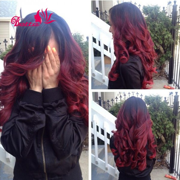 7A Burgundy Brazilian Virgin Hair Burgundy Ombre Virgin Hair 3 Bundles Brazillian Body Wave Red Burgundy Brazilian Ombre Hair
