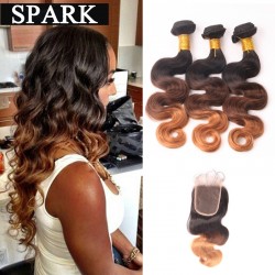 7A Ombre Brazilian Hair Lace Frontal Closure with Bundles Ombre Weave Wet and Wavy Brazilian Body Wave With Frontal Closure BW