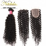 7a Peruvian Virgin Hair With Closure 4*4 Free/MID/3 Part Peruvian Hair Lace Closure Peruvian Curly Virgin Hair Human Hair Weave