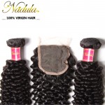 7a Peruvian Virgin Hair With Closure 4*4 Free/MID/3 Part Peruvian Hair Lace Closure Peruvian Curly Virgin Hair Human Hair Weave