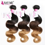 8A Brazilian Virgin Hair Body Wave Ombre Brazilian Hair 3 Bundles Brazilian Body Wave Human Hair Weave Bundles SAY ME HAIR