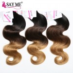 8A Brazilian Virgin Hair Body Wave Ombre Brazilian Hair 3 Bundles Brazilian Body Wave Human Hair Weave Bundles SAY ME HAIR