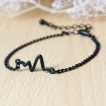 8SEASONS 3 colors New Arrival Heart beat Heartbeat Rhythm Chain Bracelet with Dangling Jewelry Bracelets Golden silver black