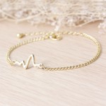 8SEASONS 3 colors New Arrival Heart beat Heartbeat Rhythm Chain Bracelet with Dangling Jewelry Bracelets Golden silver black