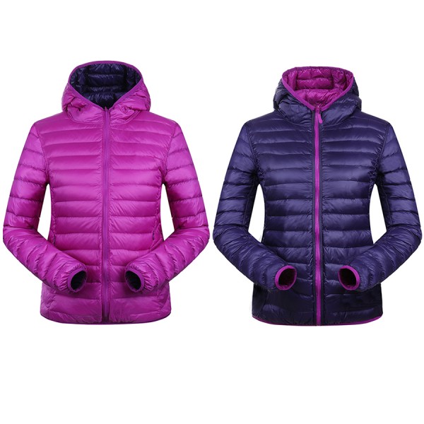 90% Winter Duck Down Jacket Women Hooded Ultra Light Down Jackets Reversible two side wear women jacket Winter Coat AKITSUMA