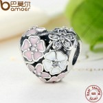 925 Silver Jewelry Poetic Blooms, Mixed Enamels & Clear CZ Heart Charms Fit BME Bracelet Accessories for Women PAS283
