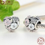 925 Silver Jewelry Poetic Blooms, Mixed Enamels & Clear CZ Heart Charms Fit BME Bracelet Accessories for Women PAS283