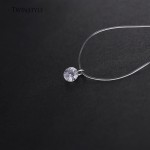 925 Sterling Silver Dazzling Zircon Necklace And Invisible Transparent Fishing Line Simple Pendant 38-40cm Personality Jewelry