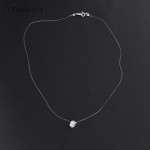 925 Sterling Silver Dazzling Zircon Necklace And Invisible Transparent Fishing Line Simple Pendant 38-40cm Personality Jewelry