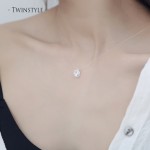 925 Sterling Silver Dazzling Zircon Necklace And Invisible Transparent Fishing Line Simple Pendant 38-40cm Personality Jewelry