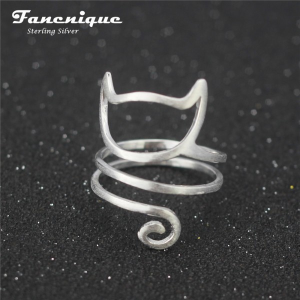 925 Sterling Silver Twine Cat Ring Young Girl Jewelry 925 Sterling Silver Rings For Women Adjustable Freeshipping