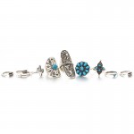 9PCS Vintage Bohemian Beach Women Ring Set Ethnic Style Antique Silver Midi Finger Boho Ring Charm Anelli