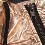 A FOREVER 2017 New Arrival Punk Style Metallic Gold Women Jackets Zipper Hooded Outwear Coats for Women  Jacket with a Hood M071