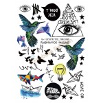 A6080-209 Big Black tatuagem Taty Body Art Temporary Tattoo Stickers Gradient Colorful Birds Eye Shark Glitter Tatoo Sticker