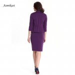 AAMIKAST Autumn Women Dress Hot Sale Celeb 2 PCS Vintage Retro Tunic Slim Work Business Casual Party Bodycon Pencil vestido 