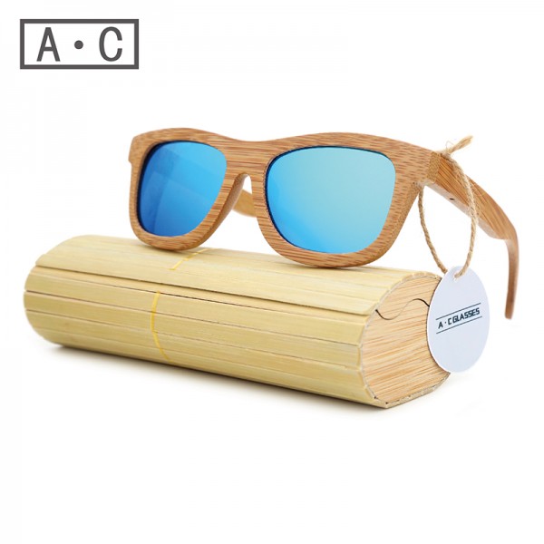 A.C 2017 New fashion Products Men Women Glass Bamboo Sunglasses au Retro Vintage Wood Lens Wooden Frame Handmade ZA03