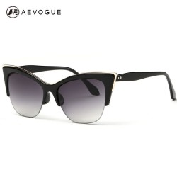 AEVOGUE Newest Half-Frame Cat Eye Sunglasses Women Summer Style Sun Glasses Brand Designer Gafas Oculos De Sol UV400 AE0266