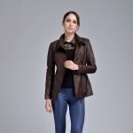 AIBIANOCEL Brand Guaranteed 100% Genuine Leather Jackets Women Spring Fashion Real Sheepskin Brown Long Leather Trench BY4