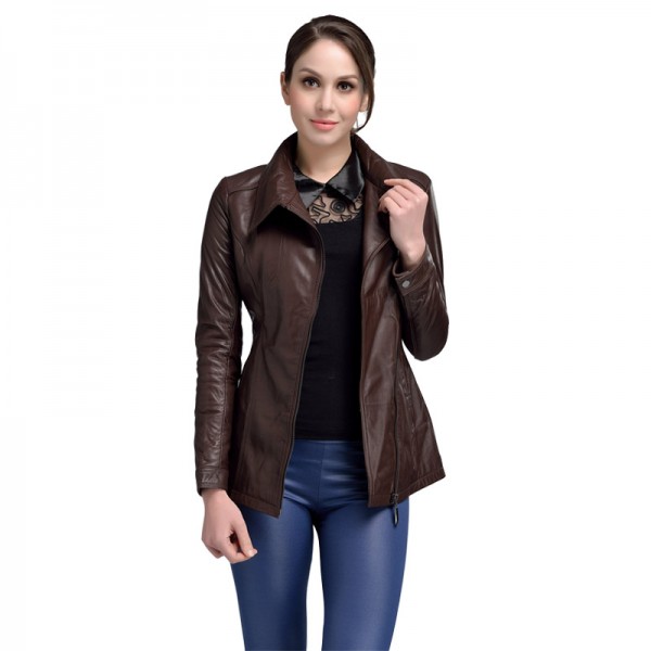 AIBIANOCEL Brand Guaranteed 100% Genuine Leather Jackets Women Spring Fashion Real Sheepskin Brown Long Leather Trench BY4