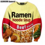 ALMOSUN Chicken Ramen Noodle 3D All Over Print Crewneck Pullover Sweatshirts Hipster Casual Streetwear Hip Hop Jumper Women Men