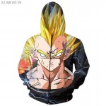 ALMOSUN DBZ Vegeta Goku Saiyan Zip-Up Men Pockets Hoodie Sweatshirt 3D Print Casual wear Jumper Harajuku Women