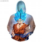 ALMOSUN DBZ Vegeta Goku Saiyan Zip-Up Men Pockets Hoodie Sweatshirt 3D Print Casual wear Jumper Harajuku Women