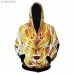 ALMOSUN DBZ Vegeta Goku Saiyan Zip-Up Men Pockets Hoodie Sweatshirt 3D Print Casual wear Jumper Harajuku Women