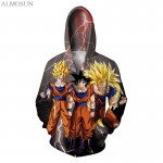ALMOSUN DBZ Vegeta Goku Saiyan Zip-Up Men Pockets Hoodie Sweatshirt 3D Print Casual wear Jumper Harajuku Women