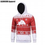 ALMOSUN Ugly Christmas Three Deers Pocket 3D All Over Printed Hoodie Sweatshirt Hip Hop Streetwear Jumper Hipster Unisex