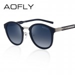 AOFLY Brand Fashion Oval Polarized Sunglasses Summer Sun Glasses Vintage Goggles Eyeglasses Retro Brand Designer Black Frame