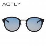 AOFLY Brand Fashion Oval Polarized Sunglasses Summer Sun Glasses Vintage Goggles Eyeglasses Retro Brand Designer Black Frame