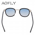 AOFLY Brand Fashion Oval Polarized Sunglasses Summer Sun Glasses Vintage Goggles Eyeglasses Retro Brand Designer Black Frame