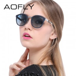 AOFLY Brand Fashion Oval Polarized Sunglasses Summer Sun Glasses Vintage Goggles Eyeglasses Retro Brand Designer Black Frame