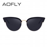AOFLY Cat Eye Women Sunglasses Original Brand Design Reflective Coating Mirror Sunglasses Vintage  Sun Glasses With Case AF7965