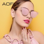 AOFLY Cat Eye Women Sunglasses Original Brand Design Reflective Coating Mirror Sunglasses Vintage  Sun Glasses With Case AF7965