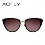 AOFLY Metal Frame Cat Eye Women Sunglasses Female Sunglasses Famous Brand Designer Alloy Legs Glasses oculos de sol feminino